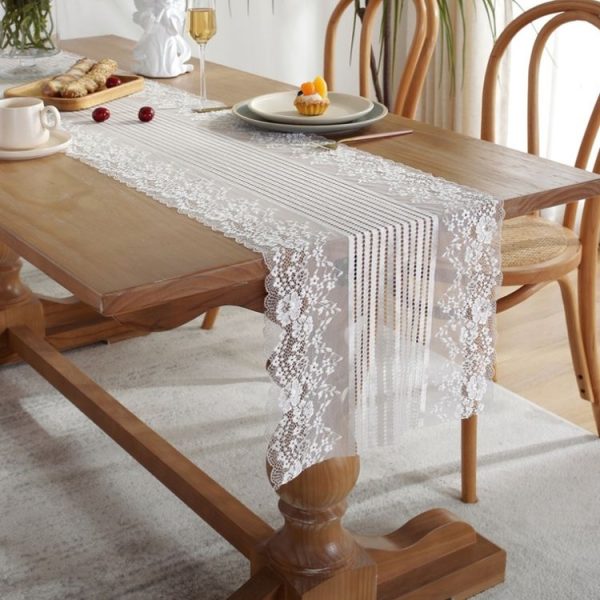 Romantic Lace Table Runner Wedding Decoration, Size: 180cm (White Lace) - Image 2