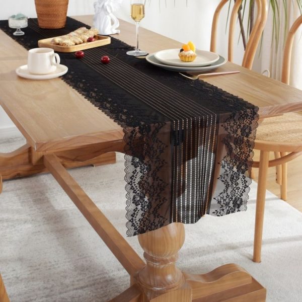 Romantic Lace Table Runner Wedding Decoration, Size: 300cm (Black Lace) - Image 2