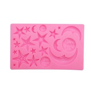 Star Moon Face Chocolate Clay DIY Silicone Mold (Pink)