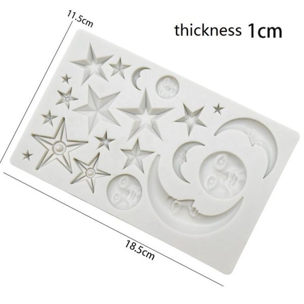 Star Moon Face Chocolate Clay DIY Silicone Mold (Pink) - Image 3