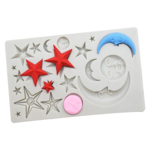Star Moon Face Chocolate Clay DIY Silicone Mold (Pink) - Image 5