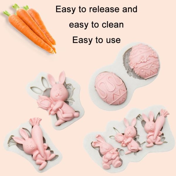2 PCS Easter Bunny Egg Chocolate Baking Clay Silicone Mold, Specification: Carrot Rabbit - Image 4