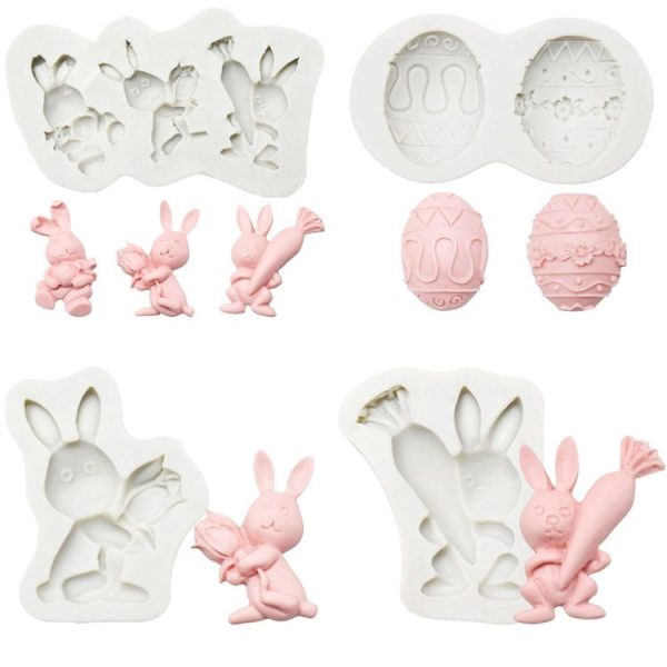 2 PCS Easter Bunny Egg Chocolate Baking Clay Silicone Mold, Specification: Bouquet Bunny - Image 2
