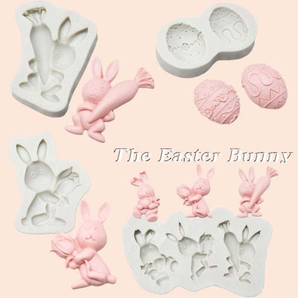 2 PCS Easter Bunny Egg Chocolate Baking Clay Silicone Mold, Specification: Bouquet Bunny - Image 5