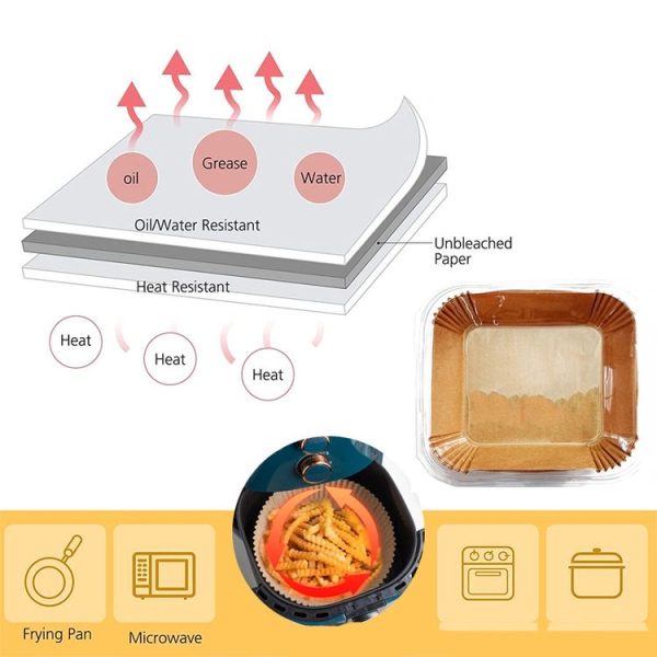 50pcs / Box Air Fryer Liner Baking Oil-absorbing Oil-proof Paper Tray (Normal Color) - Image 4