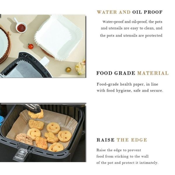 50pcs / Box Air Fryer Liner Baking Oil-absorbing Oil-proof Paper Tray (Normal Color) - Image 5