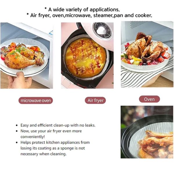 50pcs / Box Air Fryer Liner Baking Oil-absorbing Oil-proof Paper Tray (Normal Color) - Image 6