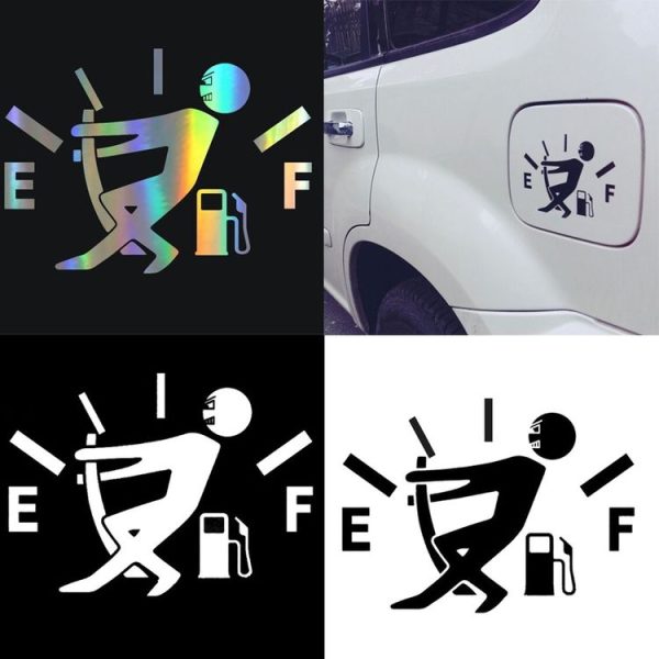 Pull Fuel Tank Pointer To Full Hellaflush Reflective Vinyl Car Sticker (Silver White) - Image 2