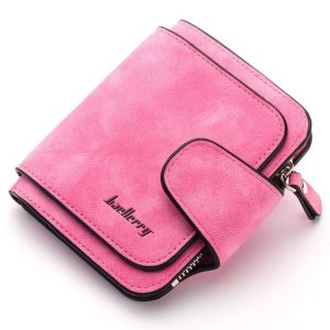 Baellerry Ladies Buckle Nubuck Leather Coin Purse Cute Small Fresh Student Wallet (Rose Red)