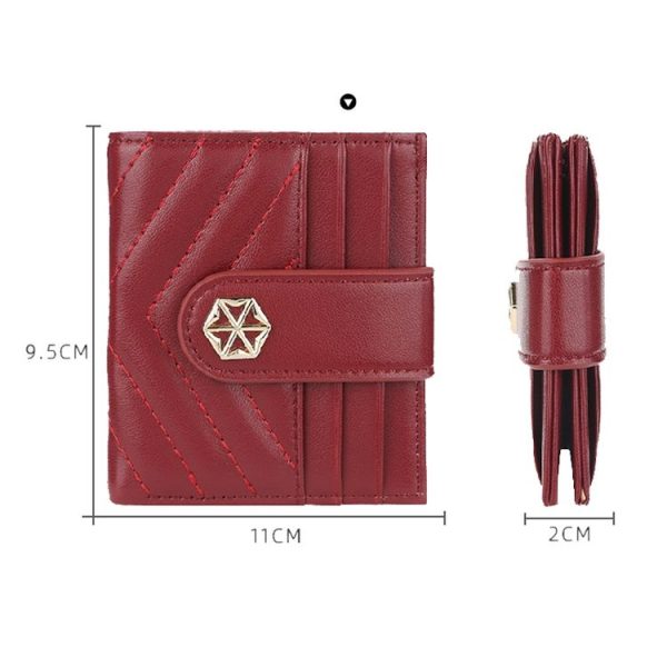 BOISEEN Ladies Card Holder Embossed Multi-Card Slot Buckle Bank Card Holder Small Wallet (Pink) - Image 3