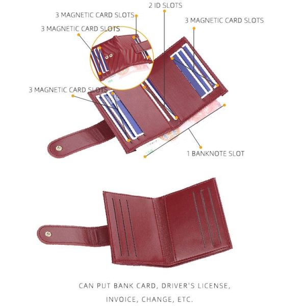 BOISEEN Ladies Card Holder Embossed Multi-Card Slot Buckle Bank Card Holder Small Wallet (Pink) - Image 5