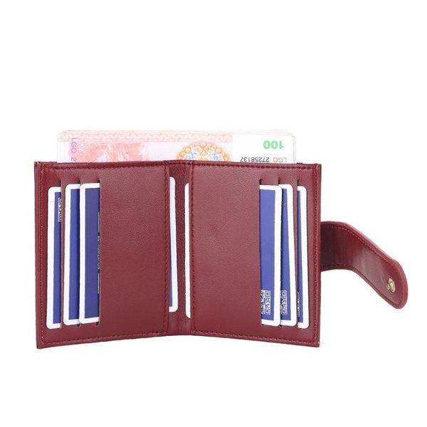 BOISEEN Ladies Card Holder Embossed Multi-Card Slot Buckle Bank Card Holder Small Wallet (Pink) - Image 6