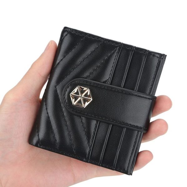 BOISEEN Ladies Card Holder Embossed Multi-Card Slot Buckle Bank Card Holder Small Wallet (Pink) - Image 7