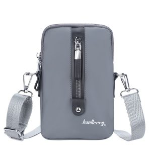 Baellerry Men Shoulder Bag Simple Casual Large Capacity Messenger Bag Business Zipper Wallet (Grey)
