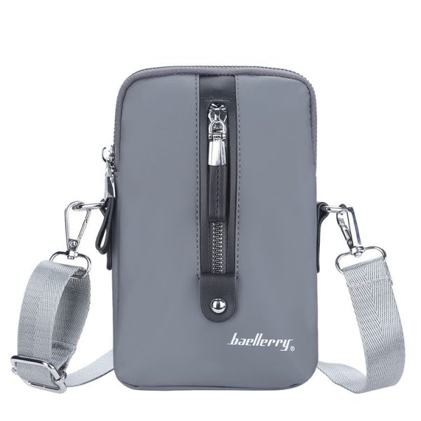 Baellerry Men Shoulder Bag Simple Casual Large Capacity Messenger Bag Business Zipper Wallet (Grey)