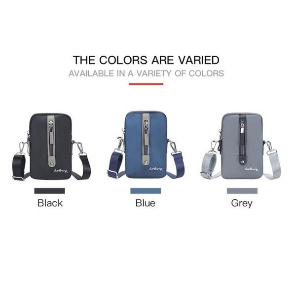 Baellerry Men Shoulder Bag Simple Casual Large Capacity Messenger Bag Business Zipper Wallet (Grey) - Image 2