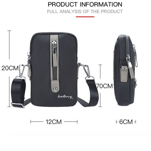 Baellerry Men Shoulder Bag Simple Casual Large Capacity Messenger Bag Business Zipper Wallet (Grey) - Image 3