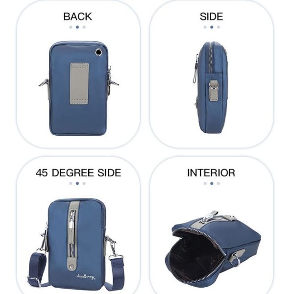 Baellerry Men Shoulder Bag Simple Casual Large Capacity Messenger Bag Business Zipper Wallet (Grey) - Image 4