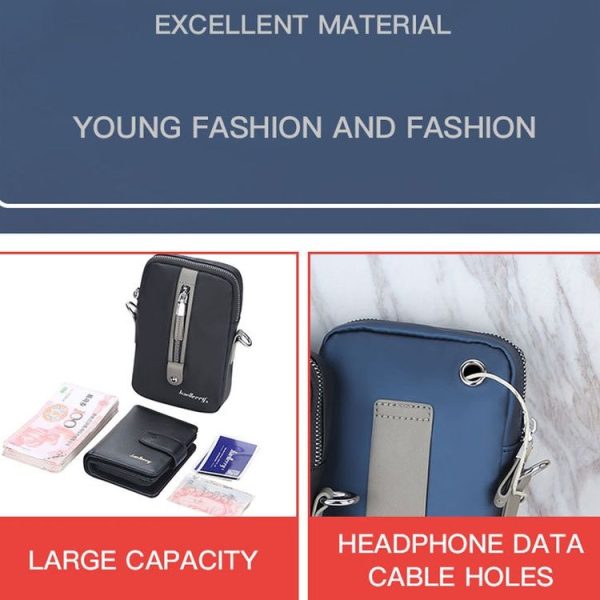 Baellerry Men Shoulder Bag Simple Casual Large Capacity Messenger Bag Business Zipper Wallet (Grey) - Image 5