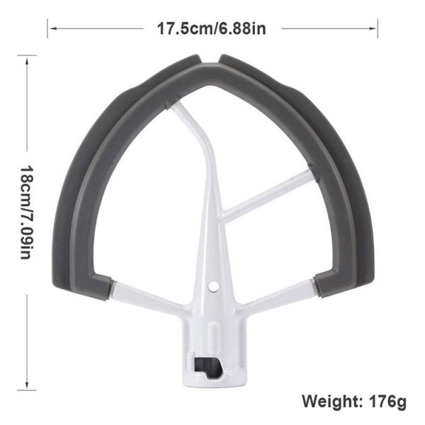 KitchenAid 6QT Stand Mixer Flexible Edge Whisk Paddle (Silver Gray) - Image 3