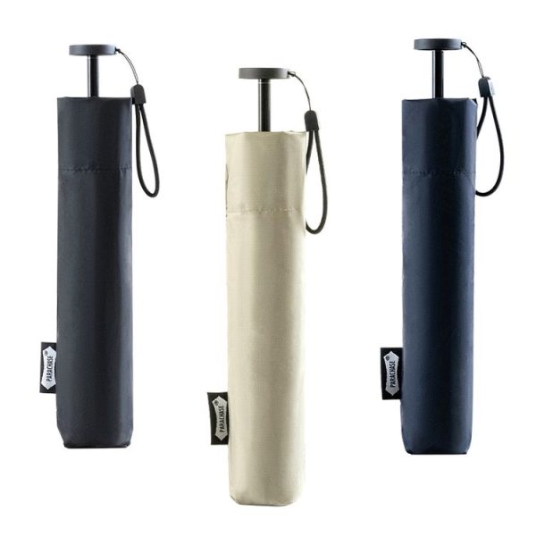PARACHASE Carbon Fiber Light Portable Small Clever Black Glue Sunscreen Anti-UV Sun Umbrella (Khaki) - Image 2