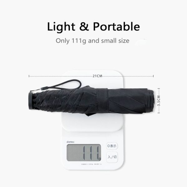 PARACHASE Carbon Fiber Light Portable Small Clever Black Glue Sunscreen Anti-UV Sun Umbrella (Khaki) - Image 6