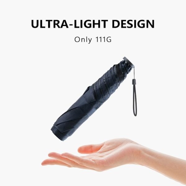 PARACHASE Carbon Fiber Light Portable Small Clever Black Glue Sunscreen Anti-UV Sun Umbrella (Khaki) - Image 7