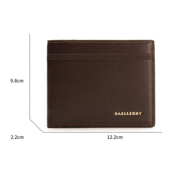 Baellerry Men Short Wallet Multi-card Lychee Pattern Business Wallet (Brown) - Image 3