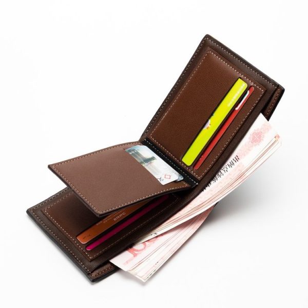 Baellerry Men Short Wallet Multi-card Lychee Pattern Business Wallet (Brown) - Image 4