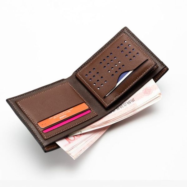 Baellerry Men Short Wallet Multi-card Lychee Pattern Business Wallet (Brown) - Image 5