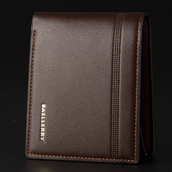 Baellerry Men Short Wallet Multi-card Lychee Pattern Business Wallet (Brown) - Image 6