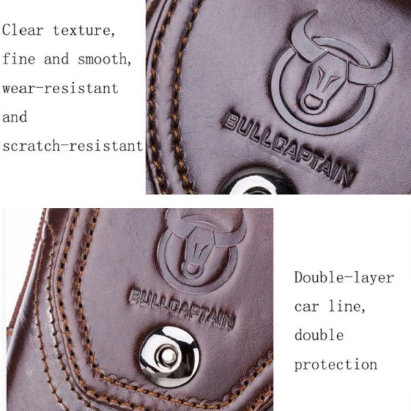 BULL CAPTAIN Leather Multifunctional Waist Bag For Men (Black-10) - Image 5