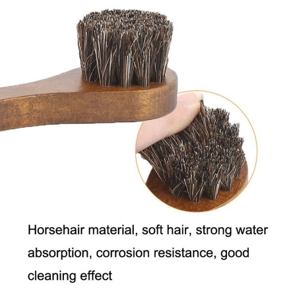 Long Handle Horse Mane Glow Surface Leather Shoes Cleaning Brush (Brown) - Image 5