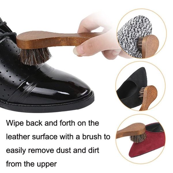 Long Handle Horse Mane Glow Surface Leather Shoes Cleaning Brush (Brown) - Image 6