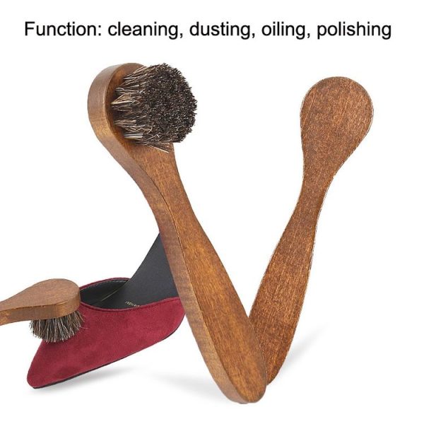 Long Handle Horse Mane Glow Surface Leather Shoes Cleaning Brush (Brown) - Image 7