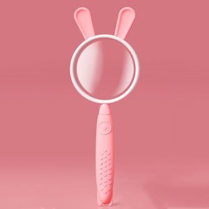 3x Magnifying Glass HD Cartoon Magnifying Glass Toy Gift For Children (Pink Rabbit)