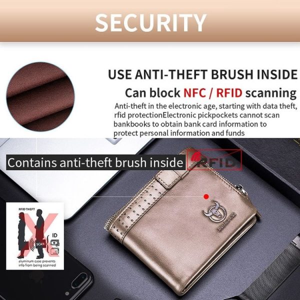 BULL CAPTAIN Anti-theft Brush Leather Wallet For Men (Black) - Image 5