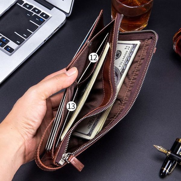 BULL CAPTAIN Anti-theft Brush Leather Wallet For Men (Black) - Image 7
