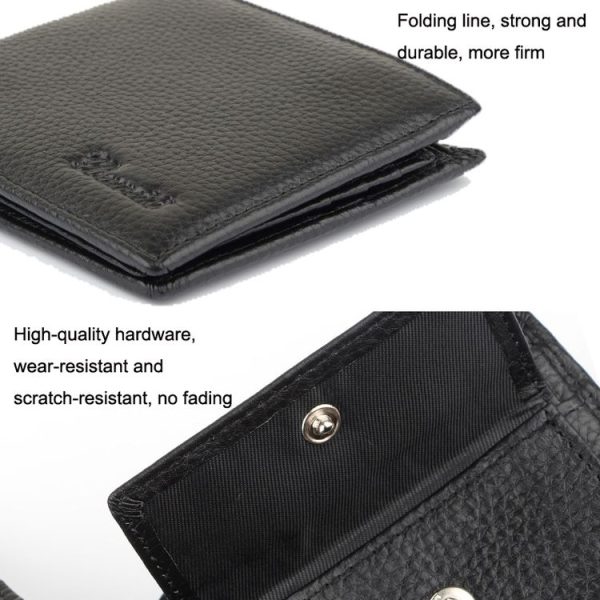 K-8018 RFID Anti-theft First Layer Cowhide Coin Purse Men Wallet - Image 4