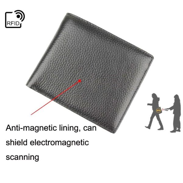 K-8018 RFID Anti-theft First Layer Cowhide Coin Purse Men Wallet - Image 6
