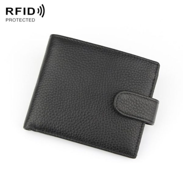 K-8006 Anti-Theft Brush RFID Men Wallet Short Strap Button Multi-Card Layer Men Wallet