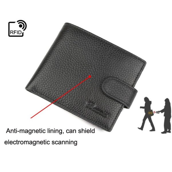 K-8006 Anti-Theft Brush RFID Men Wallet Short Strap Button Multi-Card Layer Men Wallet - Image 6