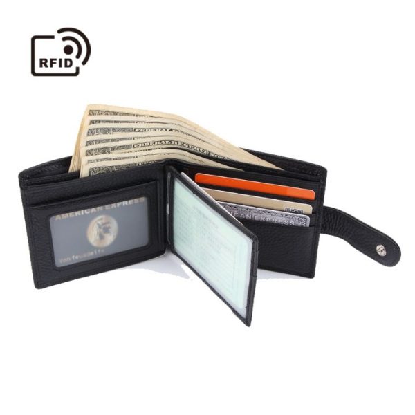 K-8006 Anti-Theft Brush RFID Men Wallet Short Strap Button Multi-Card Layer Men Wallet - Image 7