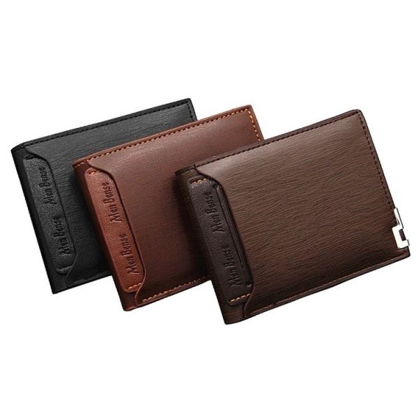 MenBense Short Fashion Leisure Iron Side Pumping Card Clip Wallet (Dark Brown) - Image 2