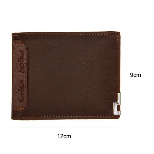 MenBense Short Fashion Leisure Iron Side Pumping Card Clip Wallet (Dark Brown) - Image 3
