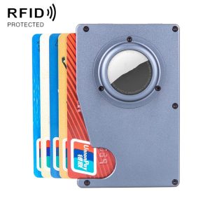 Tracker Card Holder Anti Loss RFID Wallet Card Holder for AirTag (Grey)