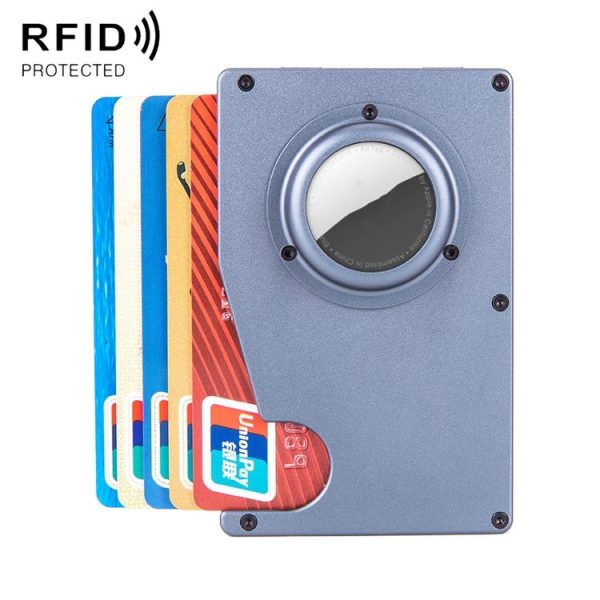Tracker Card Holder Anti Loss RFID Wallet Card Holder for AirTag (Grey)
