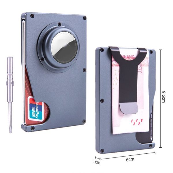 Tracker Card Holder Anti Loss RFID Wallet Card Holder for AirTag (Grey) - Image 3