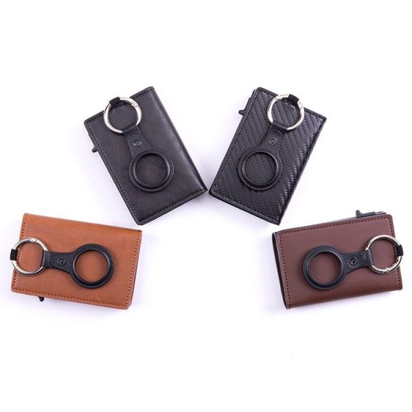 RFID Keychain Tracker Cover Locator Card Holder Wallet for AirTag (Carbon Fiber) - Image 2