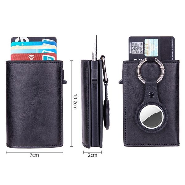 RFID Keychain Tracker Cover Locator Card Holder Wallet for AirTag (Carbon Fiber) - Image 3